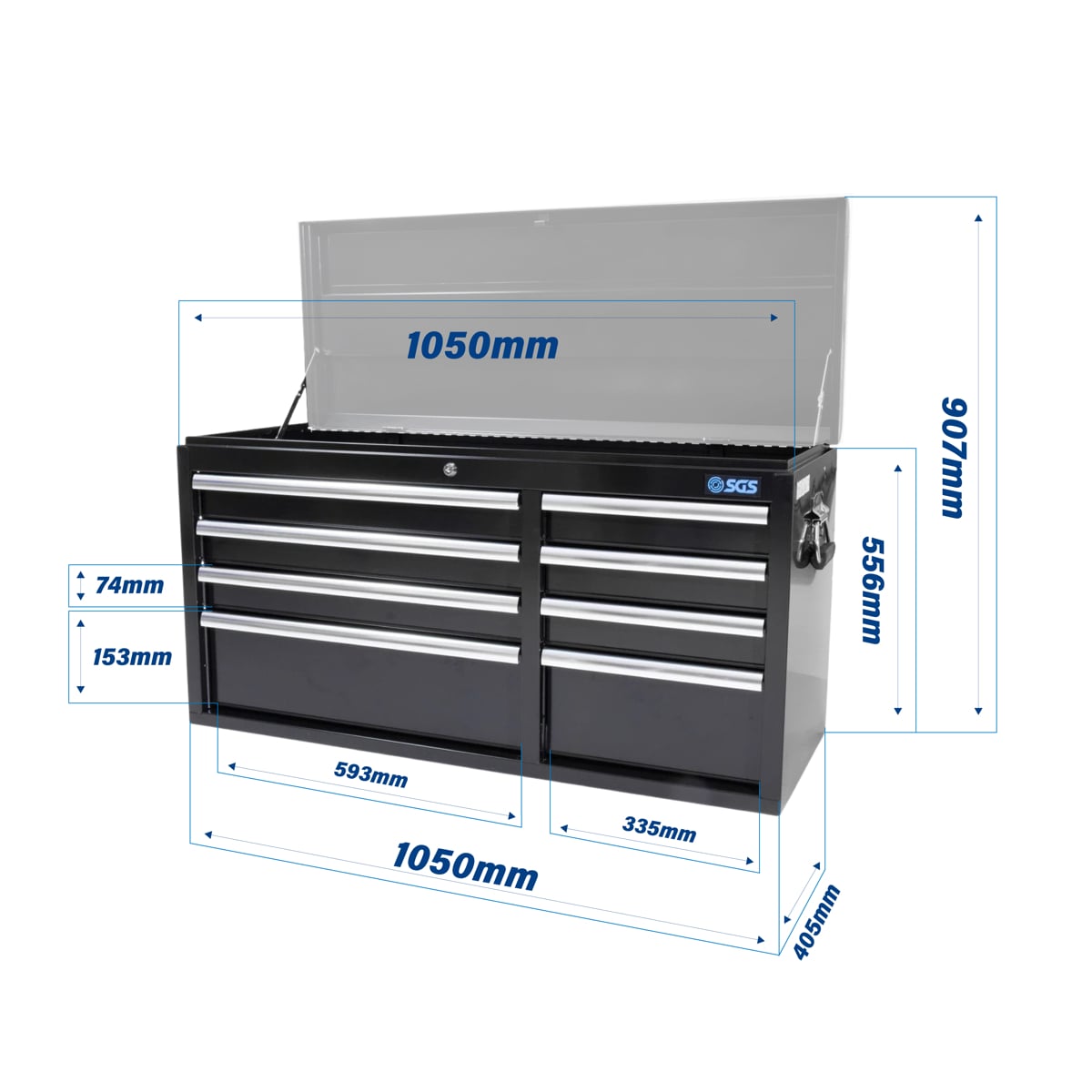 SGS 75in 33 Drawer Tool Chest Cabinet & Two Side Lockers